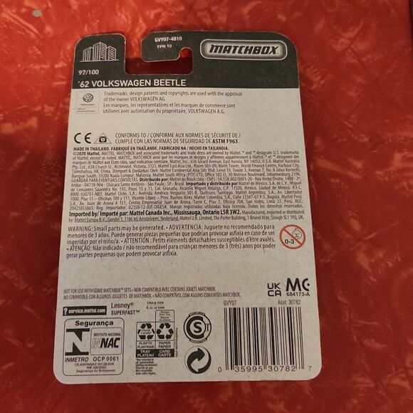 1962 Volkswagon Beetle Taxi Matchbox Car 2020 NIP - Picture 7 of 8